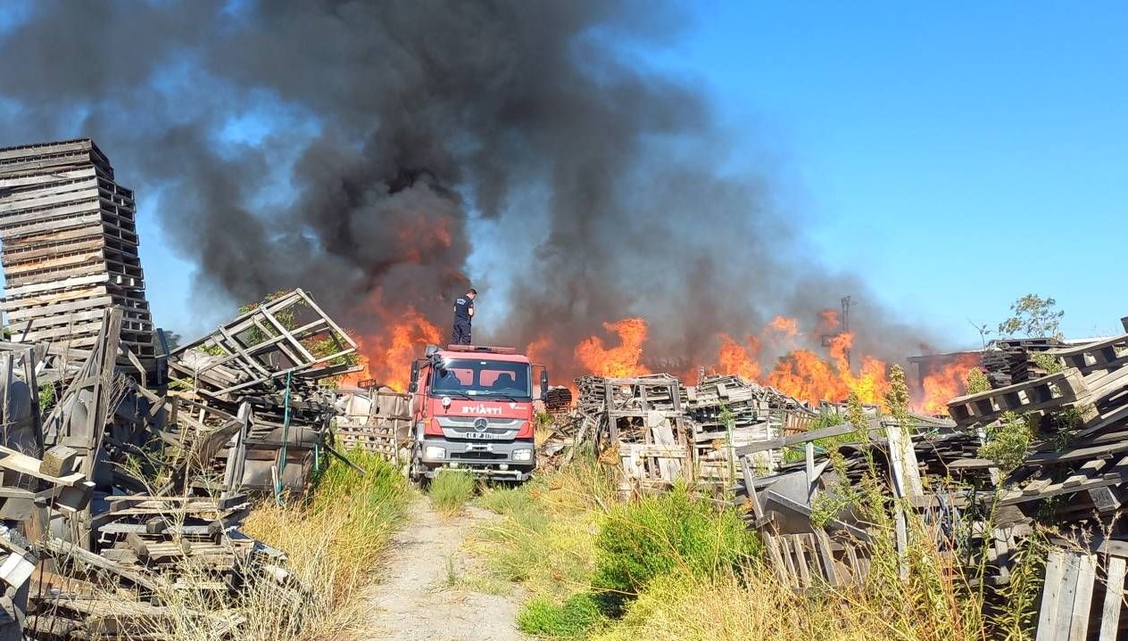 Manisa’da palet fabrikasında yangın