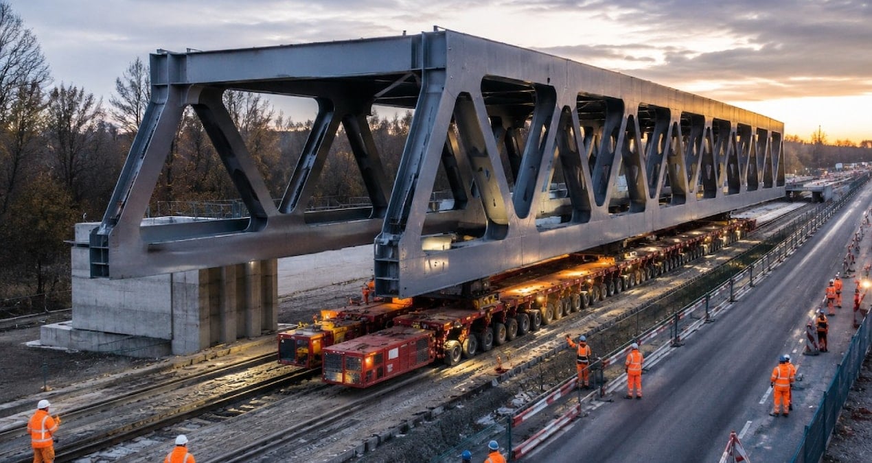 Dev Köprü Taşıma Operasyonu: 1000 Tonluk Yapılar Saatler İçinde Hedefe Ulaştı